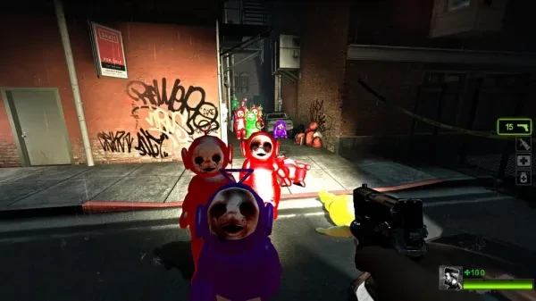 Experience the horror of Po's pursuit with the Left 4 Teletubbies 2 mod!