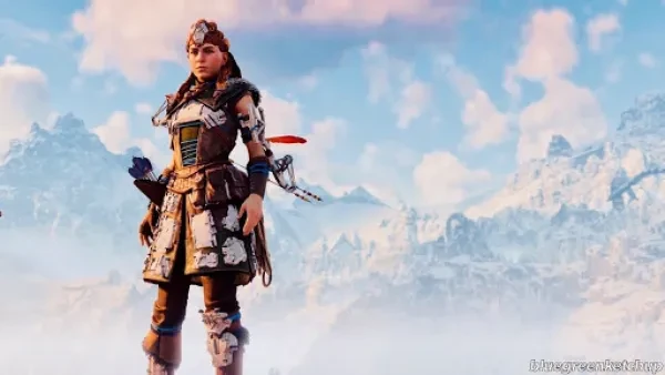 Aloy wearing Nora Protector Heavy Armor