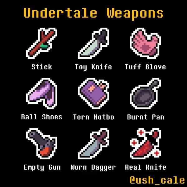 undertale weapons chart