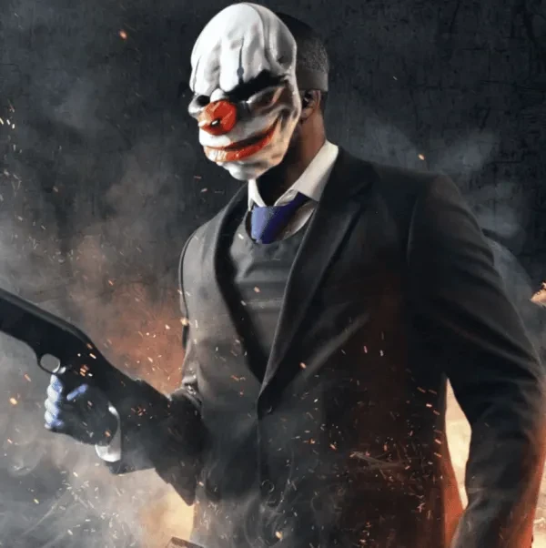 A masked robber holding a Shotgun 