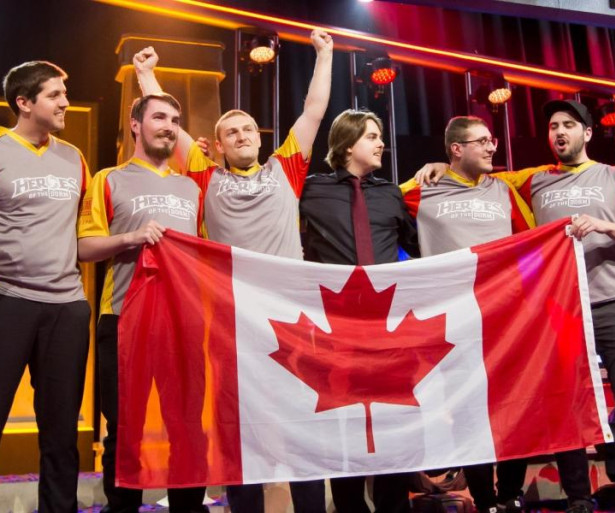 Rouge Et Au, from Laval University, celebrating their victory at Heroes of the Dorm