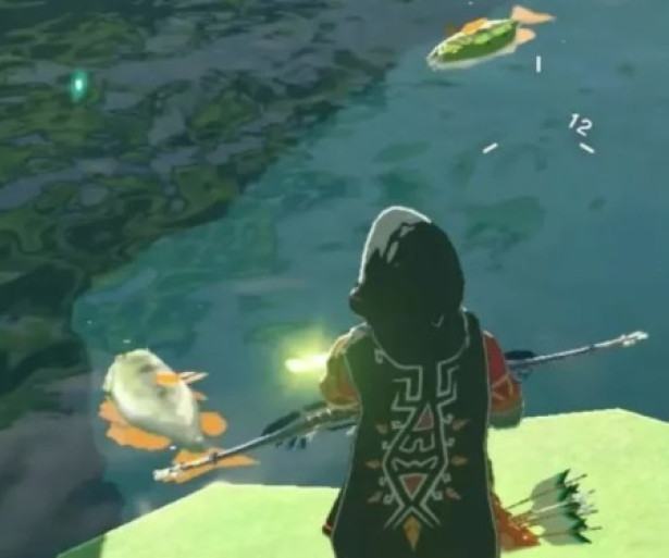 Link stands over a fresh fish catch.