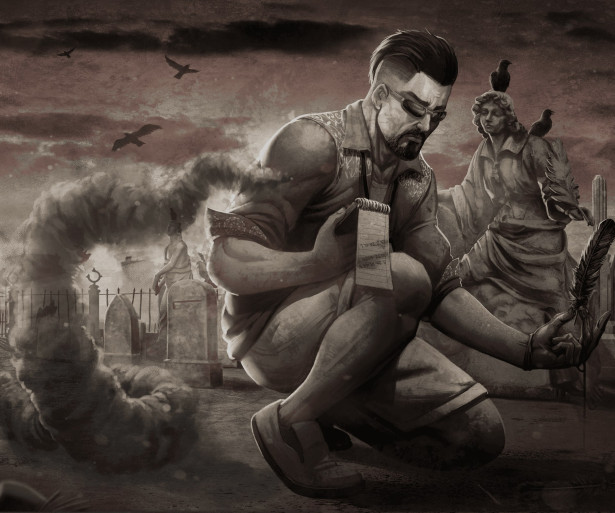 Dead by Daylight Portrait of a Murder featuring Jonah Vasquez's story, which ends with dark fog coming across him, realising it's too late.