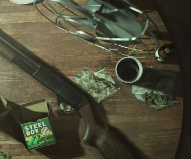 Shotgun on the table in resident evil 7