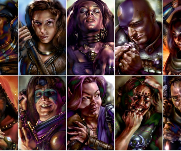 A series of portraits of Baldur's Gate characters.