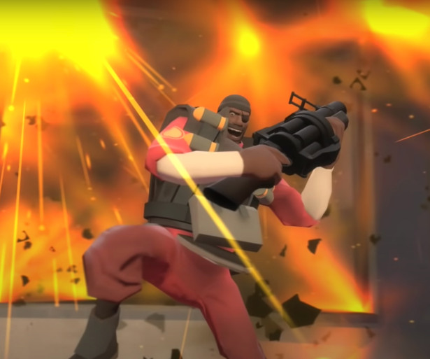 The Demoman narrowly escapes an explosion of his own doing