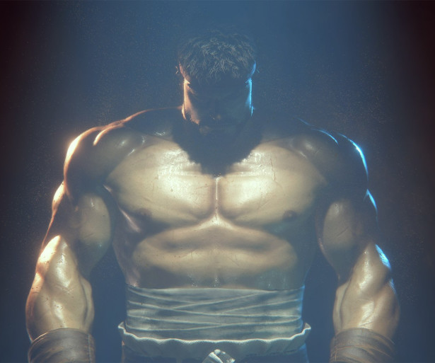 A shirtless Ryu poses in Street Fighter 6's intro.