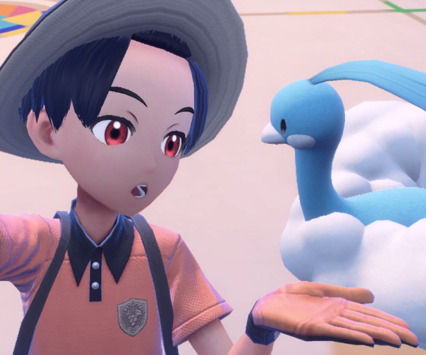 Player takes a photo with their Altaria. 